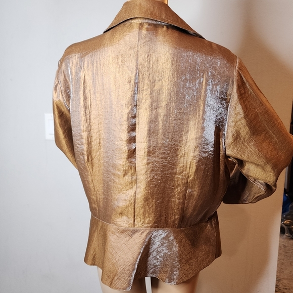 Coldwater Creek wrap shimmery Copper bronze blouse. Women's size XL - Picture 5 of 15